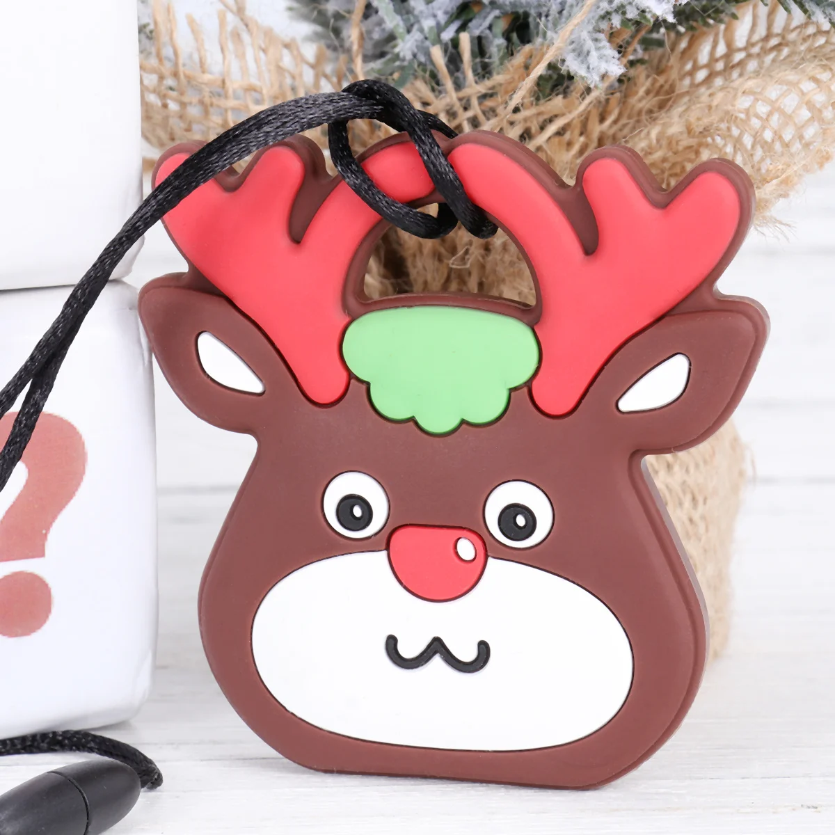

Food Grade Silicone Baby Teether Christmas Deer Shaped Soft Durable Infant Teething Helper Soother Baby Deer Teether