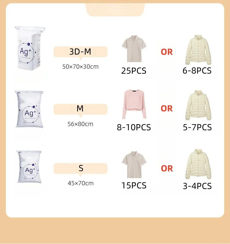 Antibacterial Vacuum Bags No Need Pump Large Plastic Storage Bag Storing Clothes Blanket Compression Bag Travel Accessories