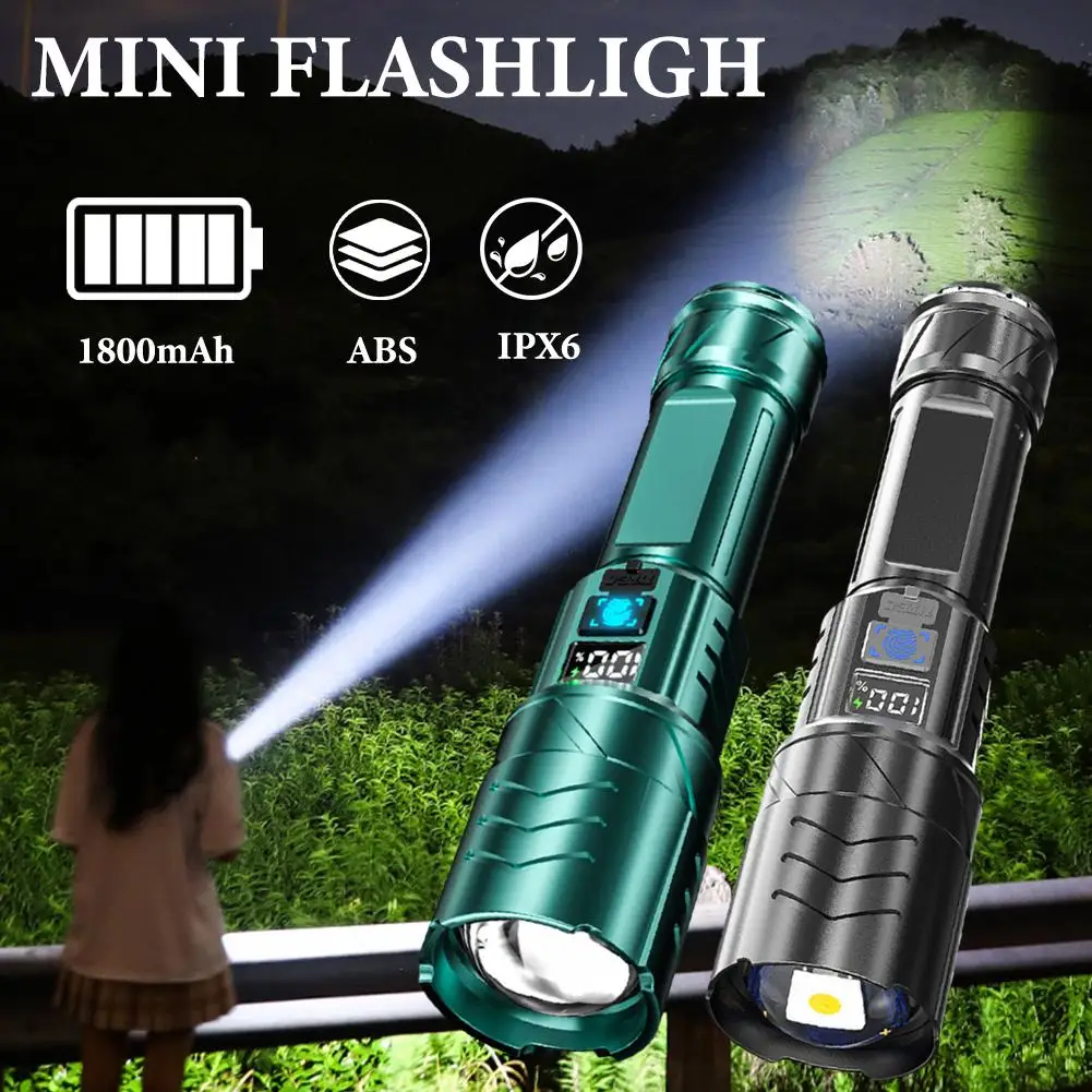 Linterna Led de larga distancia con Zoom telescópico, linterna recargable por Usb, luz de trabajo, luz para correr y pescar para emergencias Ou H3t9