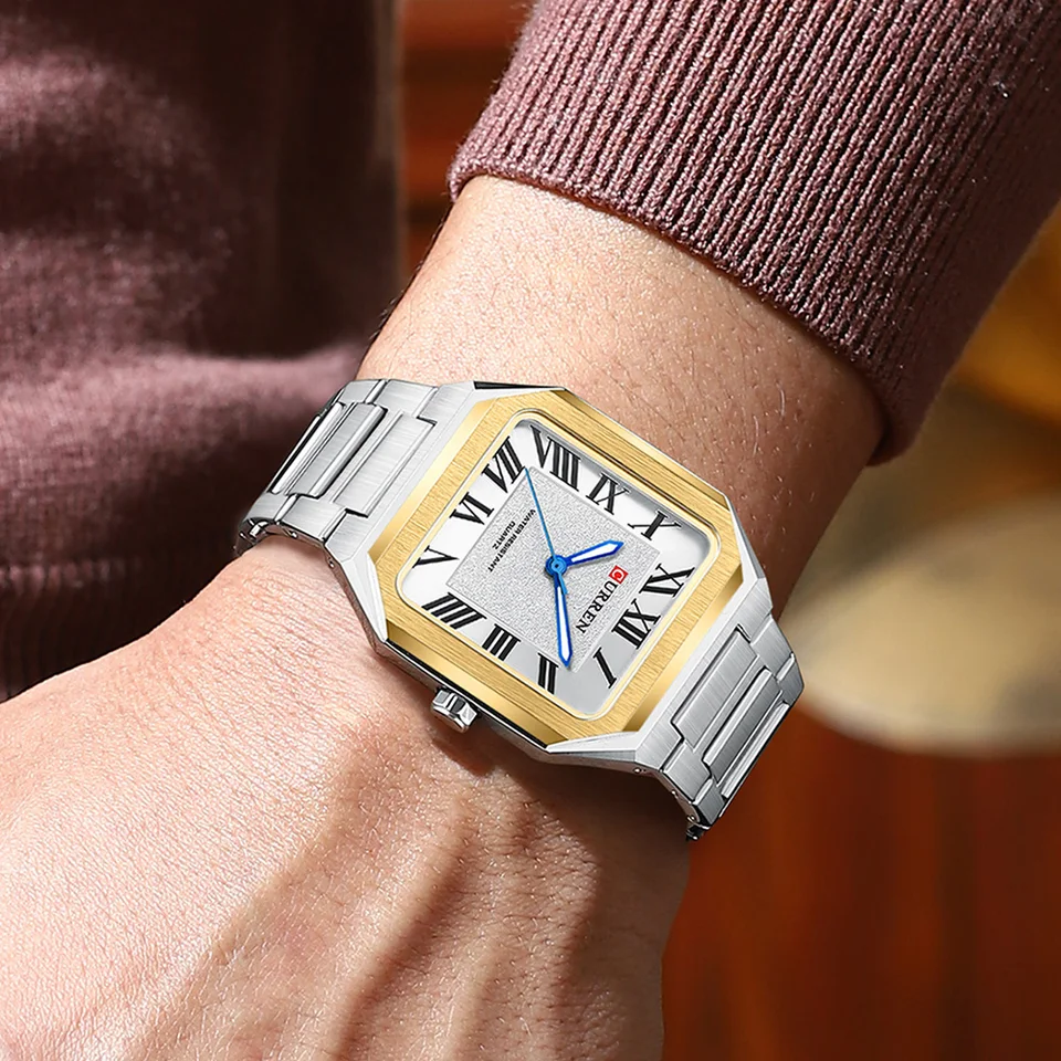 CURREN Vintage Square Design Dial with Roman Numeral Classic