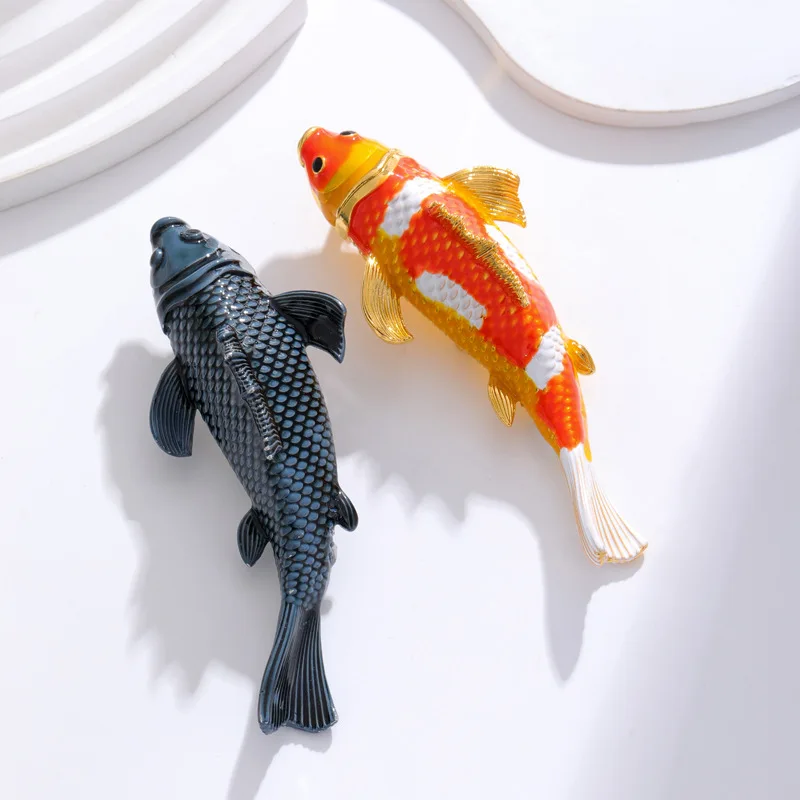 Spilla alla carpa koi fortunata in stile cinese vendita calda commercio estero drip oil carp goldfish spilla accessori accessori pin