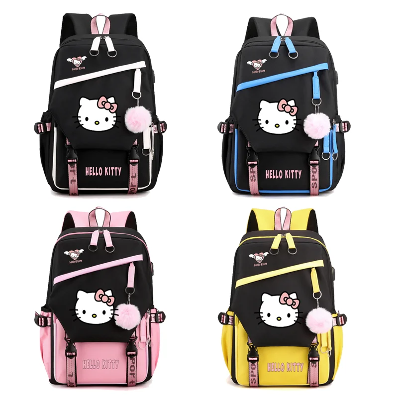 

Рюкзак Hellokitty с милым мультяшным принтом и кошкой, рюкзак для студентов с изображением периферии, простой рюкзак Ins для девочек с сердечками, вместительная сумка для кампуса