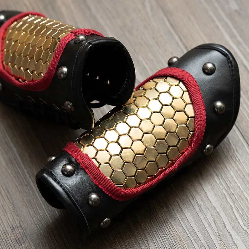 Ancient Hanfu Wrist Guards PU Leather Dragon Scales Armor Chinese Swordsman Ming Dynasty Archery Guard Cosplay Costume Bracer view 2