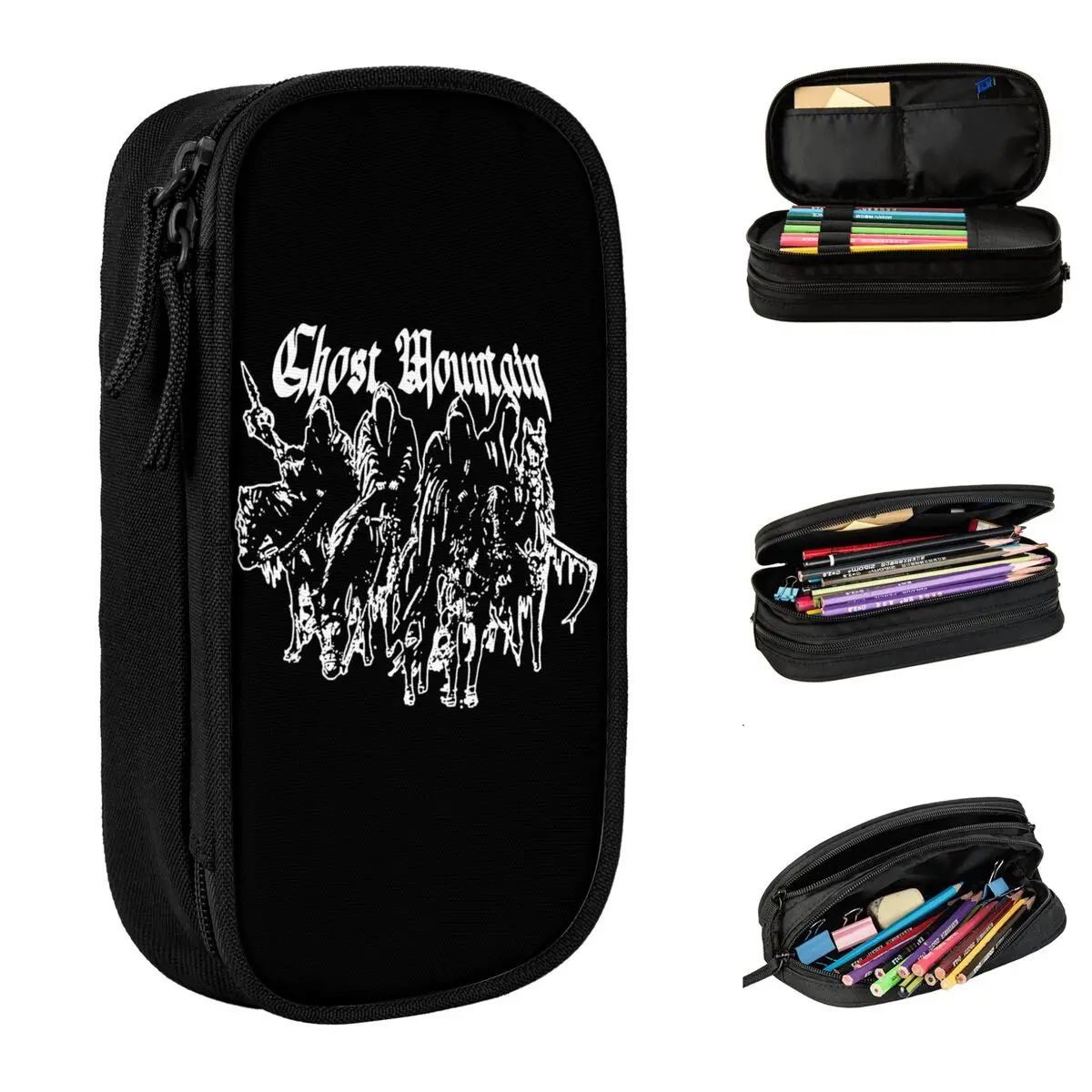 Large-capacity Pen Box Haunted Mound Sematary Ghost Mountain Office Accessories Double Layer Pencil Bag Women Make Up Bag Gift