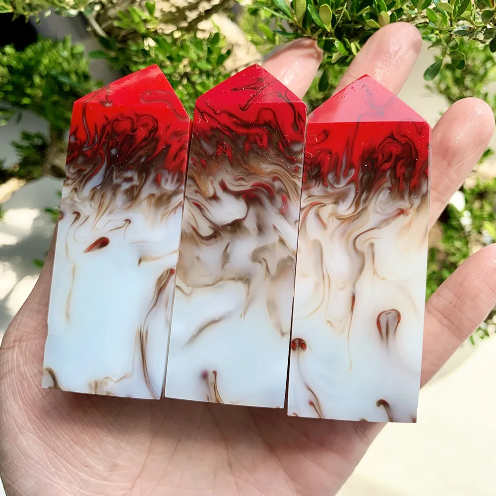 

Fire Agate Obelisk, Polished Crystal Point, Natural Mineral Stone, Home Decor Meditation Ornament Gift