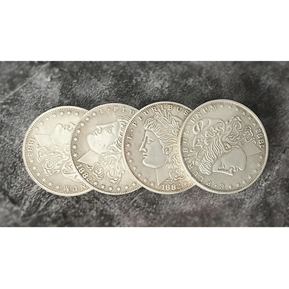 Vier in één Morgan Dollar Set van J.C Magic Coin Goocheltrucs Close-up Magia Goochelaars Prop Gimmick Accessoire Illusion Copy Coin