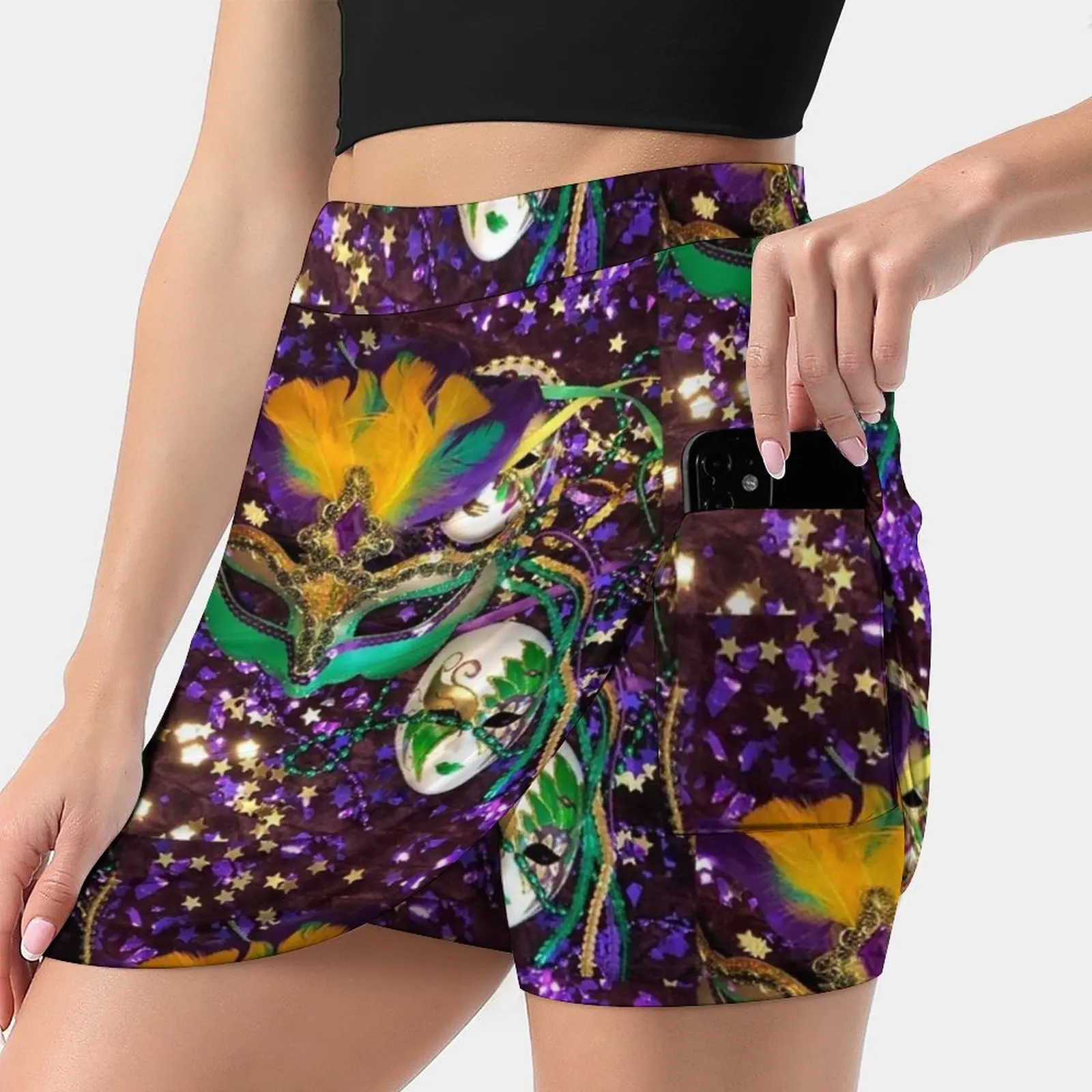 

Mardi Gras V Women's skirt Sport Skort Skirt With Pocket Fashion Korean Style Skirt 4Xl Skirts Madi Gras New Orleans Party