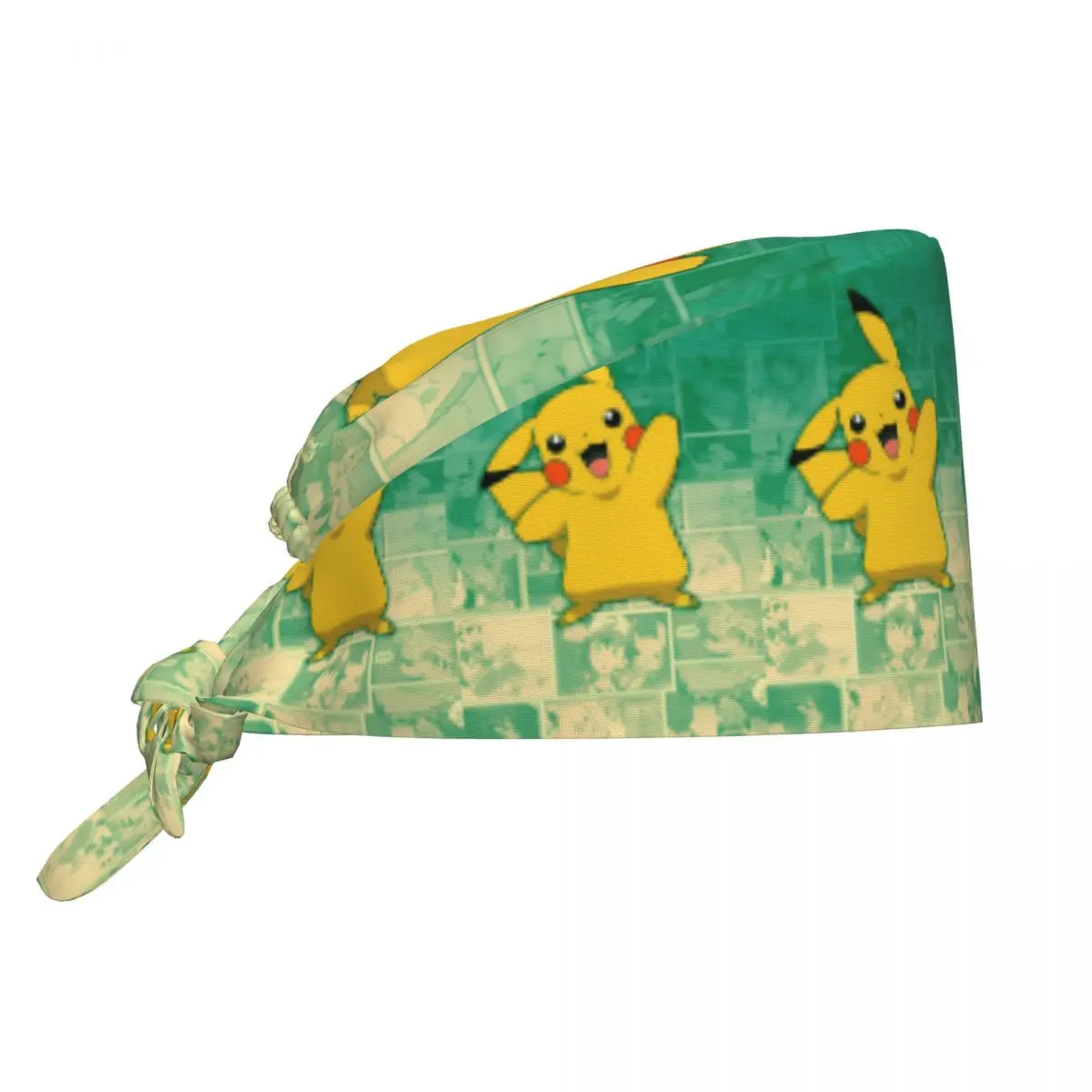 Gorro Quirúrgico Transpirable de Enfermería con Diseño de Pikachu de Pokémon, Gorro Médico Kawaii de Anime Thunderbolt para Trabajo
