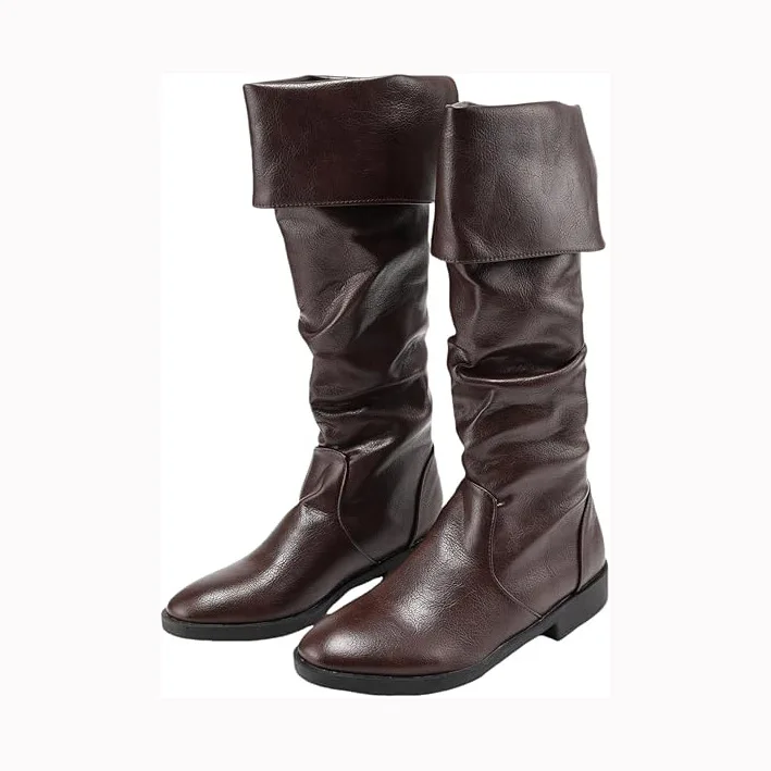 르네상스 중세 바이킹 해적 부츠 서양식 검은 기사 부츠 플랫 재즈 부츠 유니섹스 Mid-calf 고딕 코스프레 부츠