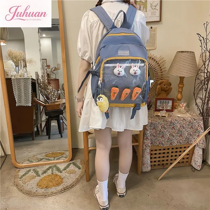 2025 Fashion Popular ItaBag High-capacity Canvas Transparent Backpacks for Women Teenage Girls Clear School Bag сумка Bolsas