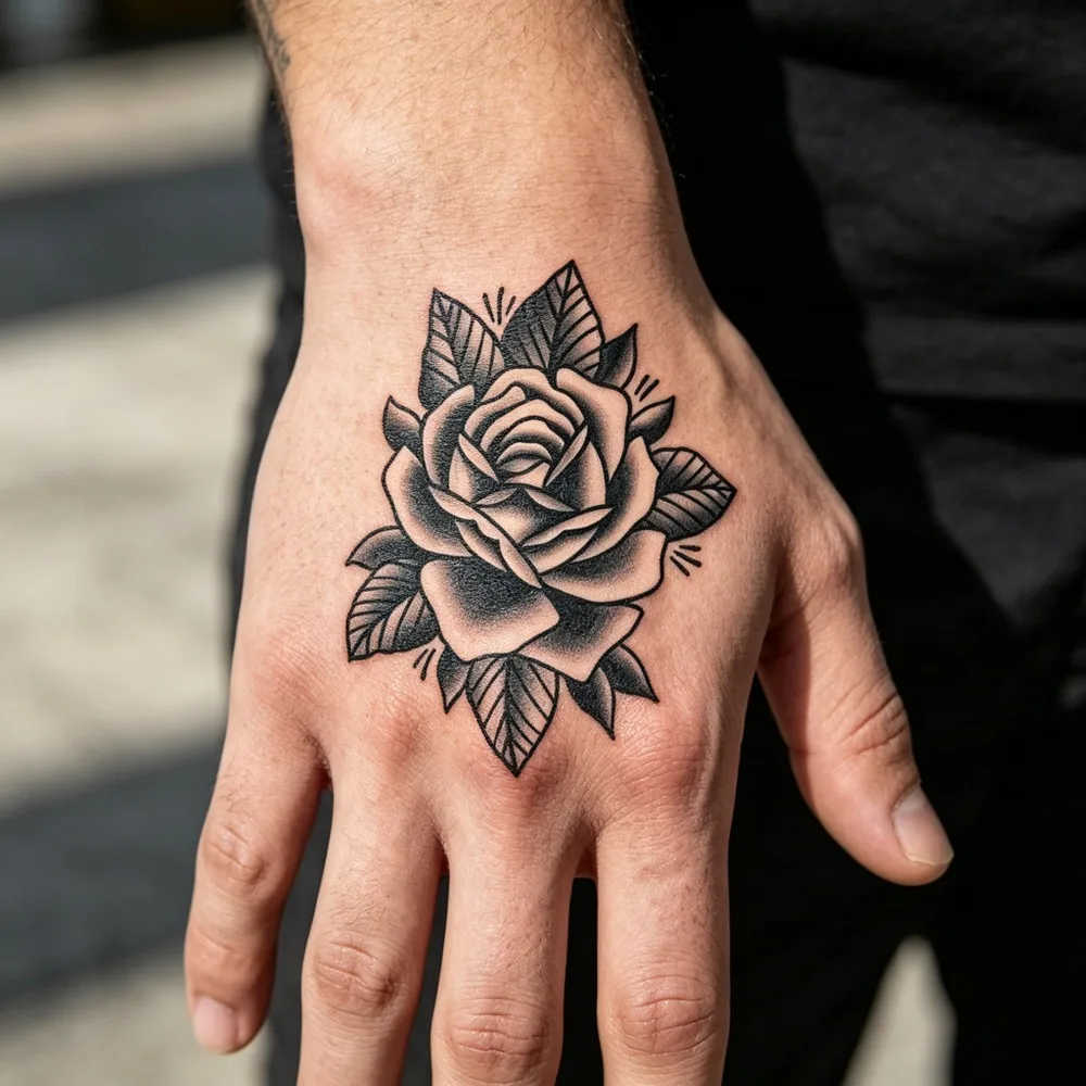 lack Rose Temporary Tattoo Waterproof Flower Body Art Sticker Water Transfer Fake Tatoo Men Women Arm Hand Long Lasting Designs