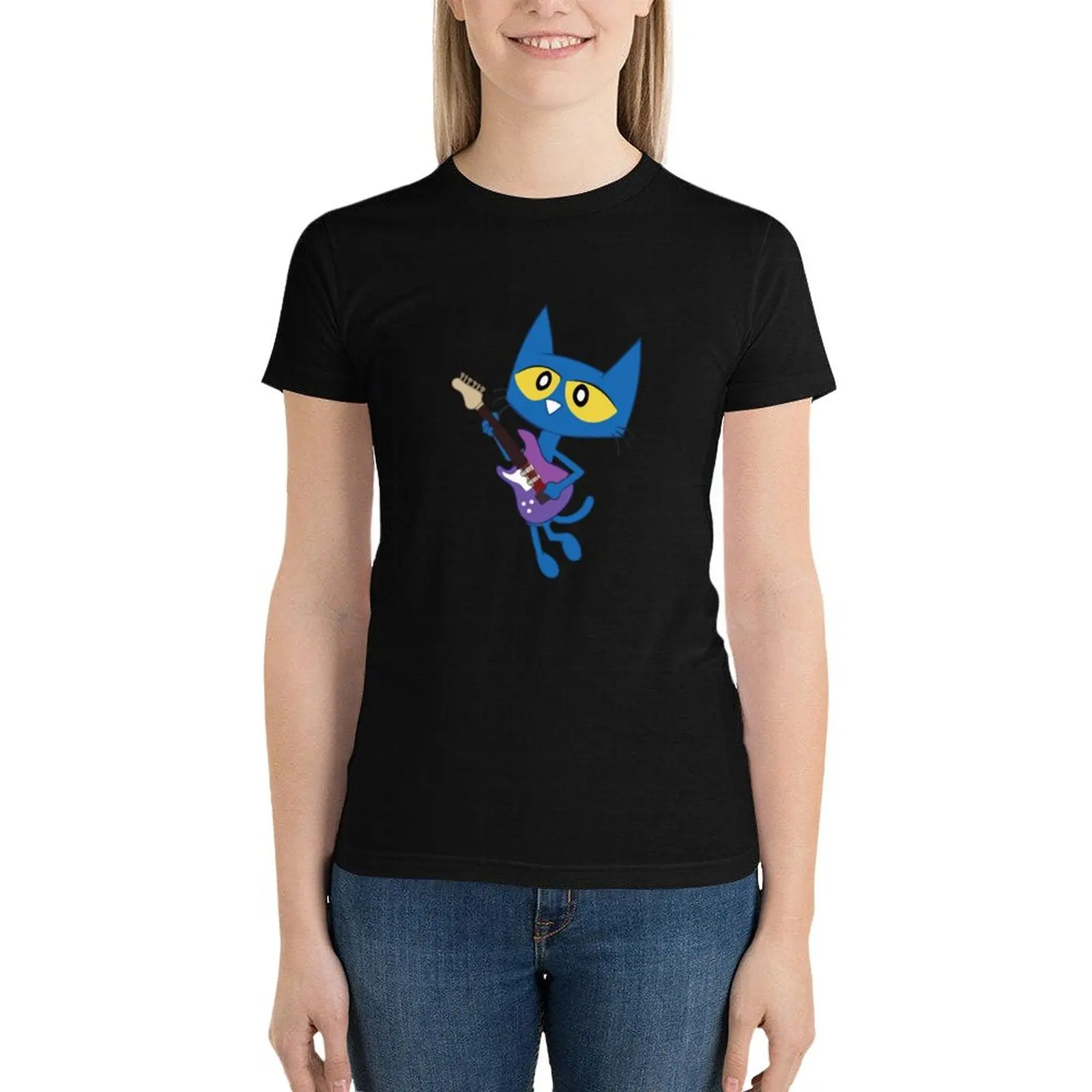 

Rock and Read Pete the Cat with his purple Guitar T-Shirt tees summer tops t-shirts for Women pack