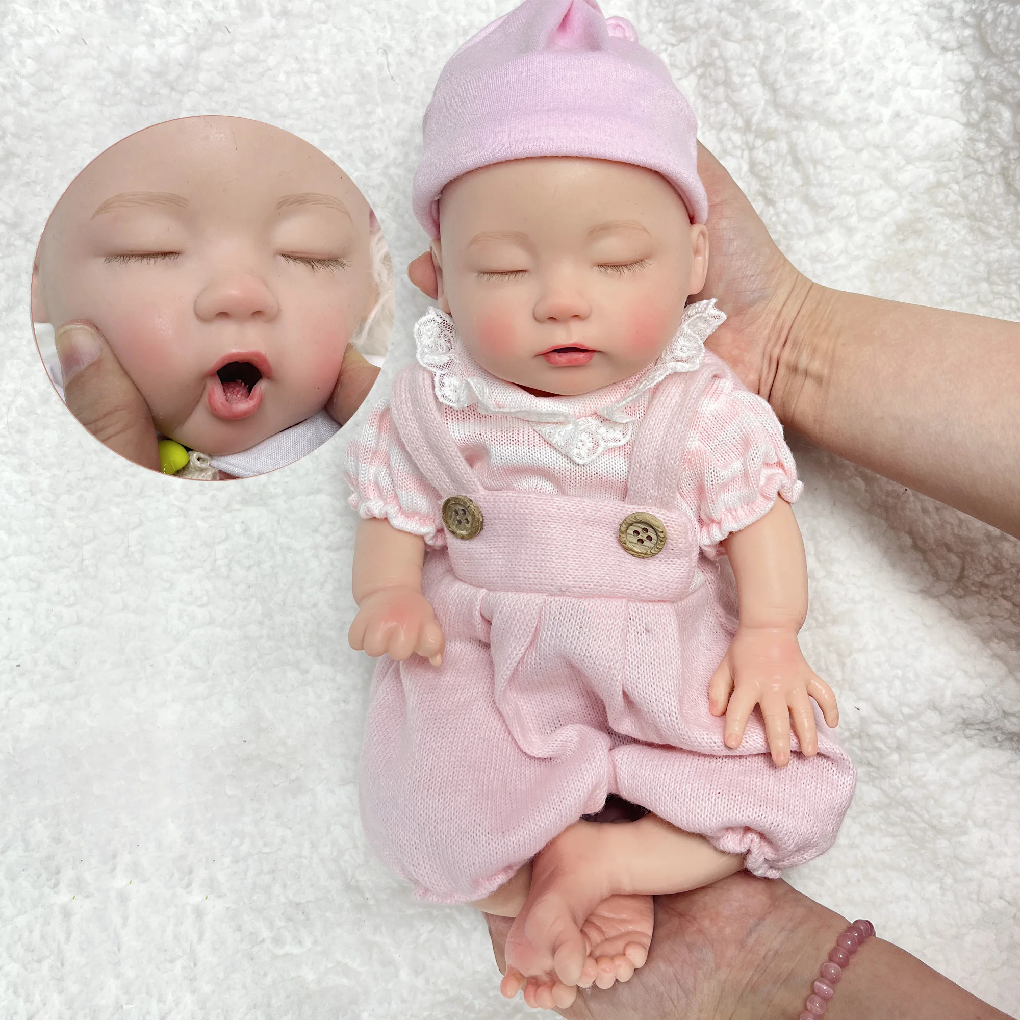 Attyi 13inch Can Drink and Pee Solid Silicone Reborn Baby Girl Doll Soft Body Lifelike Realistic Newborn bebe reborn de silicona