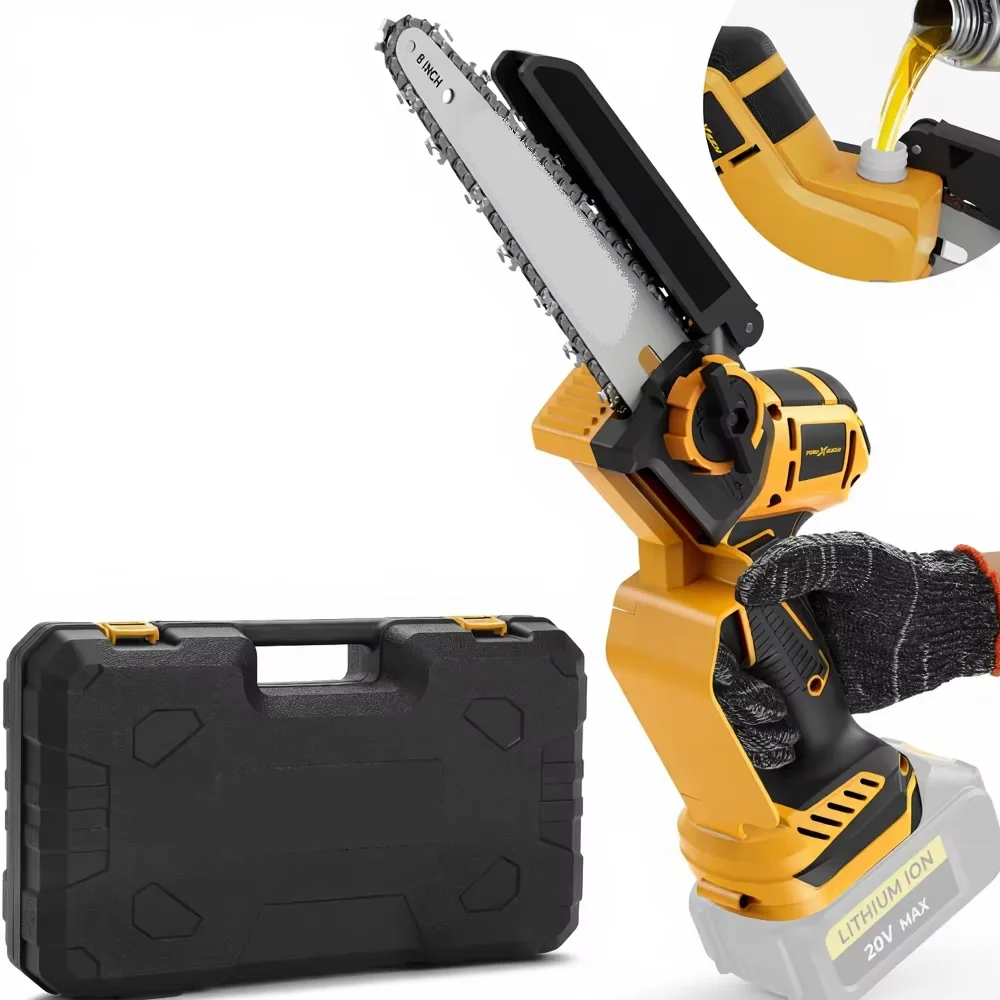 20V Brushless Mini Chainsaw with 8-Inch Chain for Wood Cutting & Tree Trimming (Battery Powered Battery Not Included)