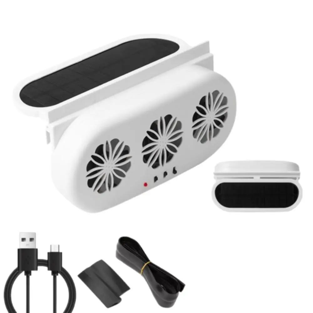 Solar Charging Solar Car Exhaust Fan Car Air Circulation 3 Fan Car Radiator Fan Heat Dissipation Strong Wind