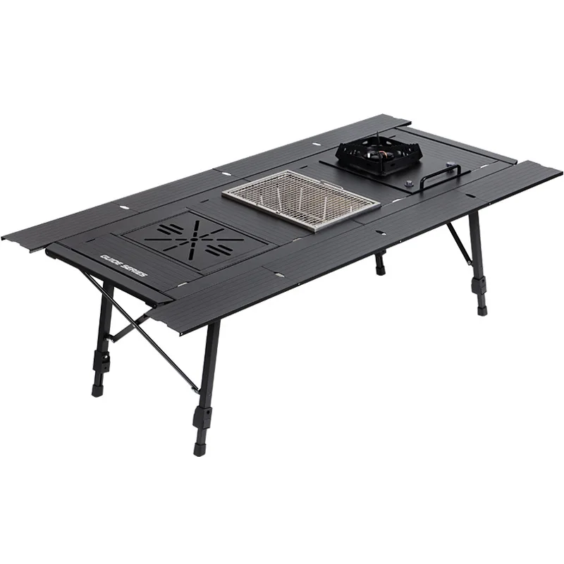 IGT 5Unit Outdoor Camping Aluminum Alloy Folding Table Semi-Automatic Table Boil Tea, Light Meals, And Barbecue At One Table