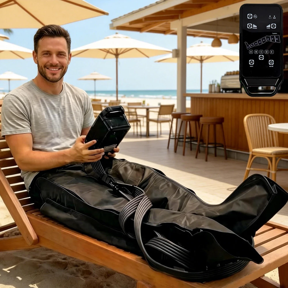 Professional Sequential Air Compression Leg Massager, 30-250mmHg, 5 Modes, Wireless Remote Control, Improves Blood Circulation