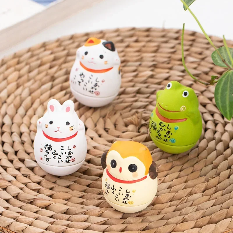 Japanese Ceramic Lucky Cat Fortune Ornament Daruma Crafts Cartoon Landscape Home Decor Accessories Kawaii Gifts Desk Decoration