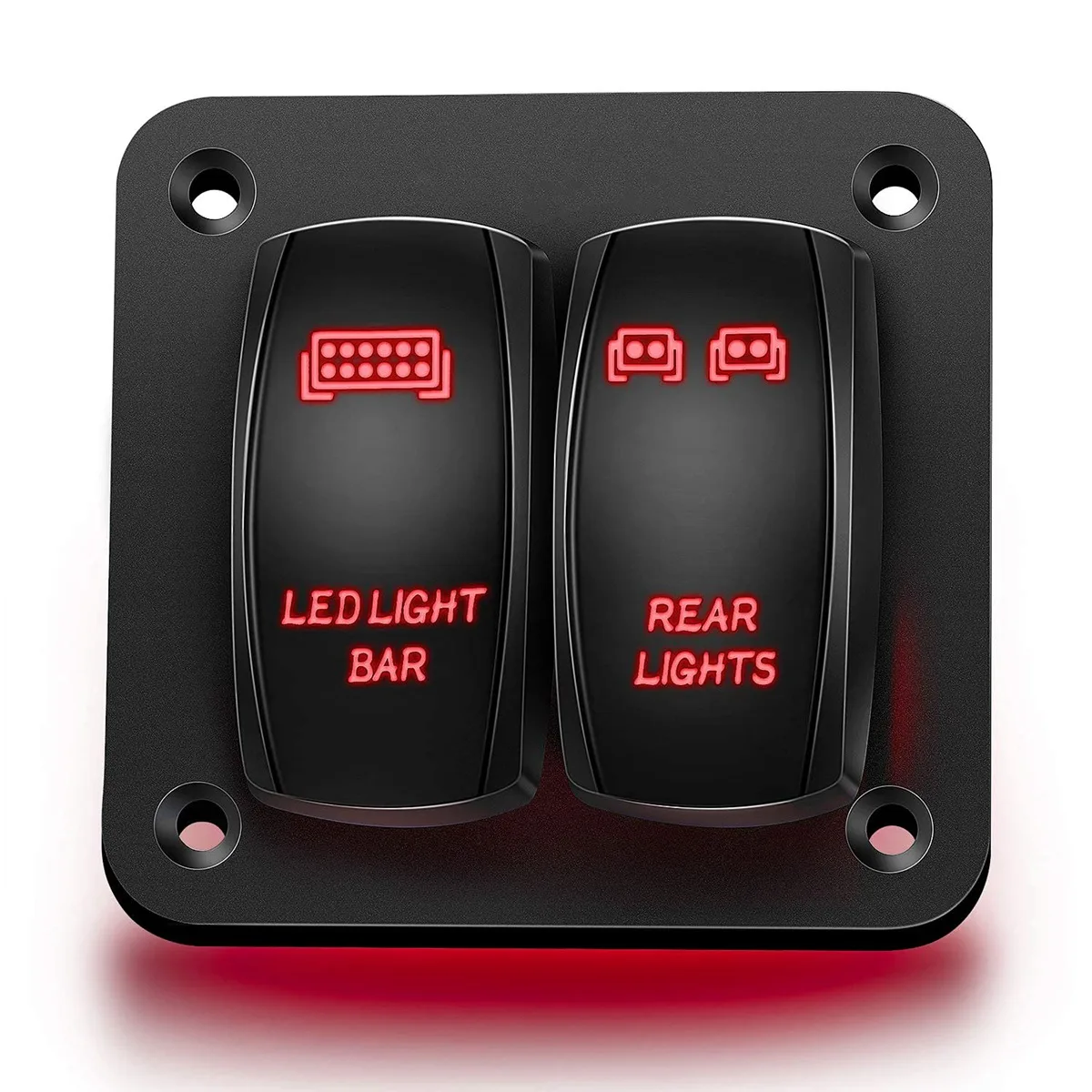 2 Gang Rocker Switch Panel Light Toggle Circuit Breaker Protector LED Switch for Car Auto Truck Caravan Marine Red