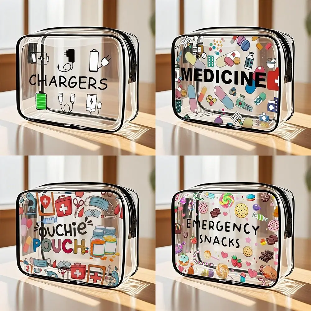 Trendy Large Capacity Makeup Bag Portable Medicine Theme Cosmetic Bag Lightweight Visible Travel Organizer for Women