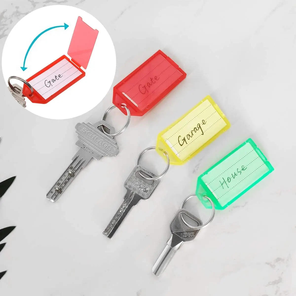 10 stücke Kunststoff-Schlüssel anhänger mit Klappen etikett Fenster starker Spalt ring für DIY ID Schlüssel bund Gepäck Rucksack Autos chl üssel
