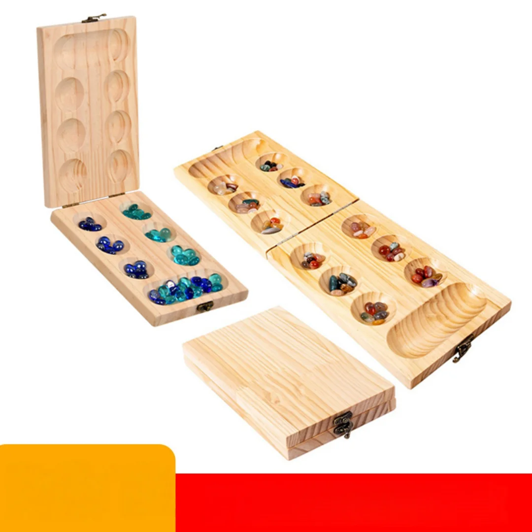 

Wooden gem chess grain stored in warehouse, intelligent toy, spatial thinking, African chess, desktop game chess