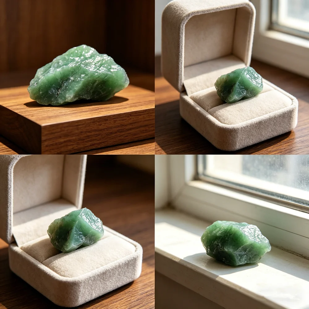 Jade Piedra Natural Dulong Jade Green Jadeite Raw Stone Mineral Specimens Jewelry Making Crystal Stone Home Decoration Stone