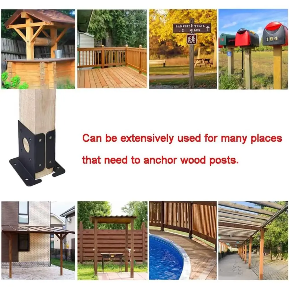 

2pcs Sturdy Support Wood Fence Pergola Brackets Easy Installation 3.5x3.5inch Posts Post Base Brackets Sturdy Carbon Steel