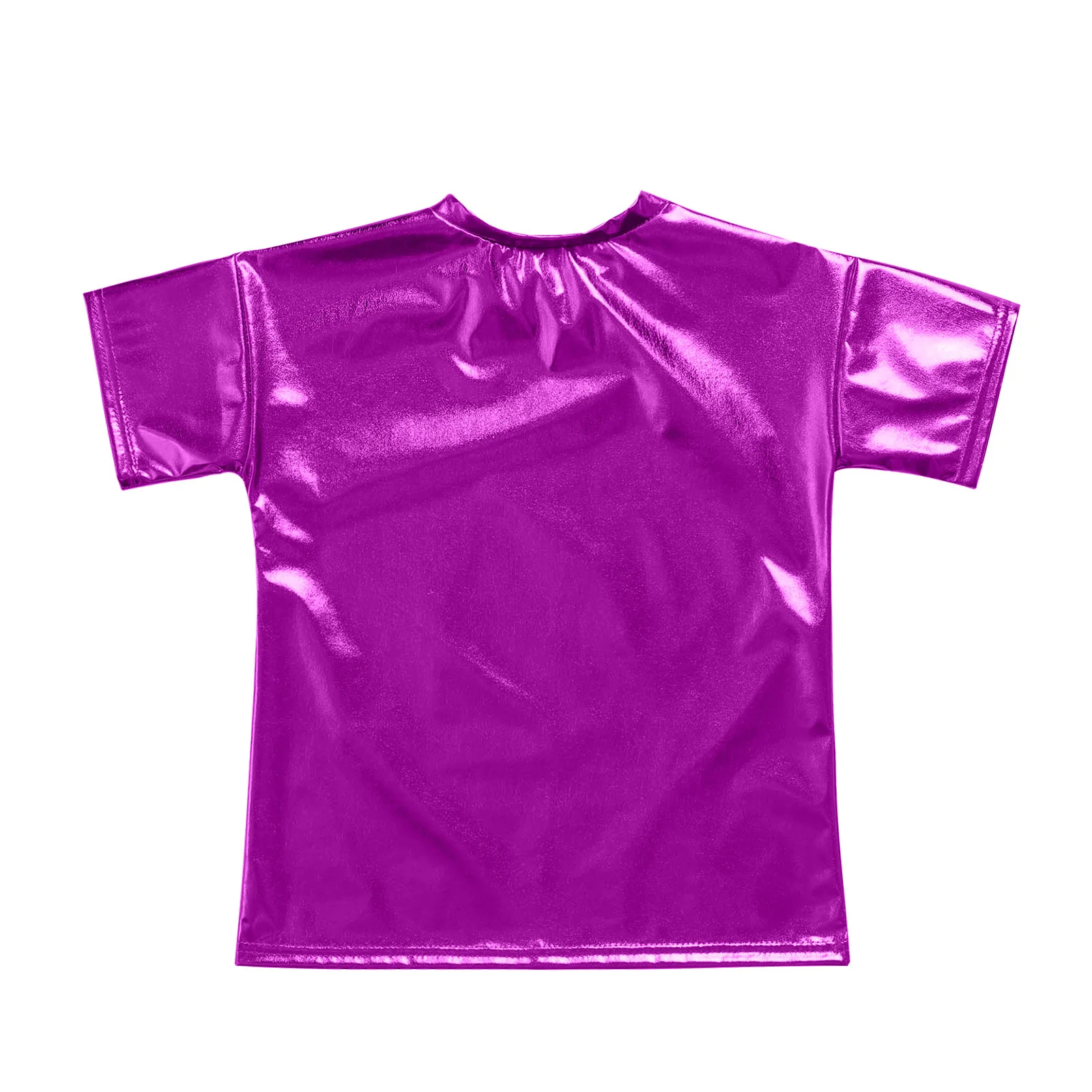 Children Metallic Dancing Clothes Outfits Kids Girls Boys Dance Party Performance Costume Short Sleeve T-shirt Pants Gloves Sets