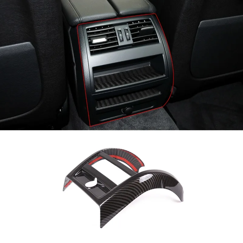 For 2011-2017 BMW 5 Series F10 Carbon Fiber/Silver Car Rear Air Conditioner Anti-kick Panel Cover Trim Stickers Car Accessories