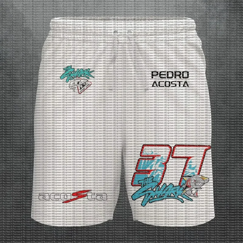 Shark Graffiti Motorcycle Shorts Mint Green Contrasting Off-road Motorcycle Enthusiasts Loose Fit Fitness Shorts