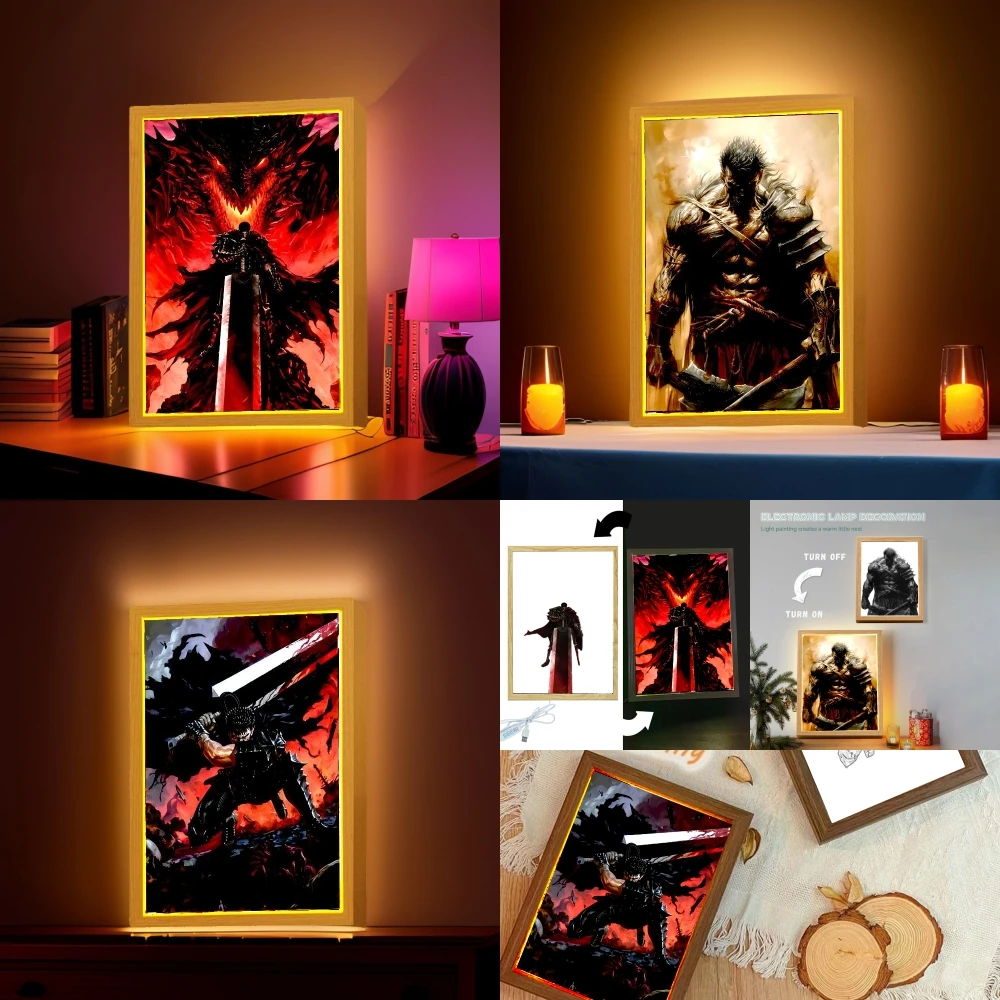 Anime Figure Berserk Behelit Light Painting Photo Frame Night Light Griffith Beherit Action Figures Room Decor Christmas Gifts