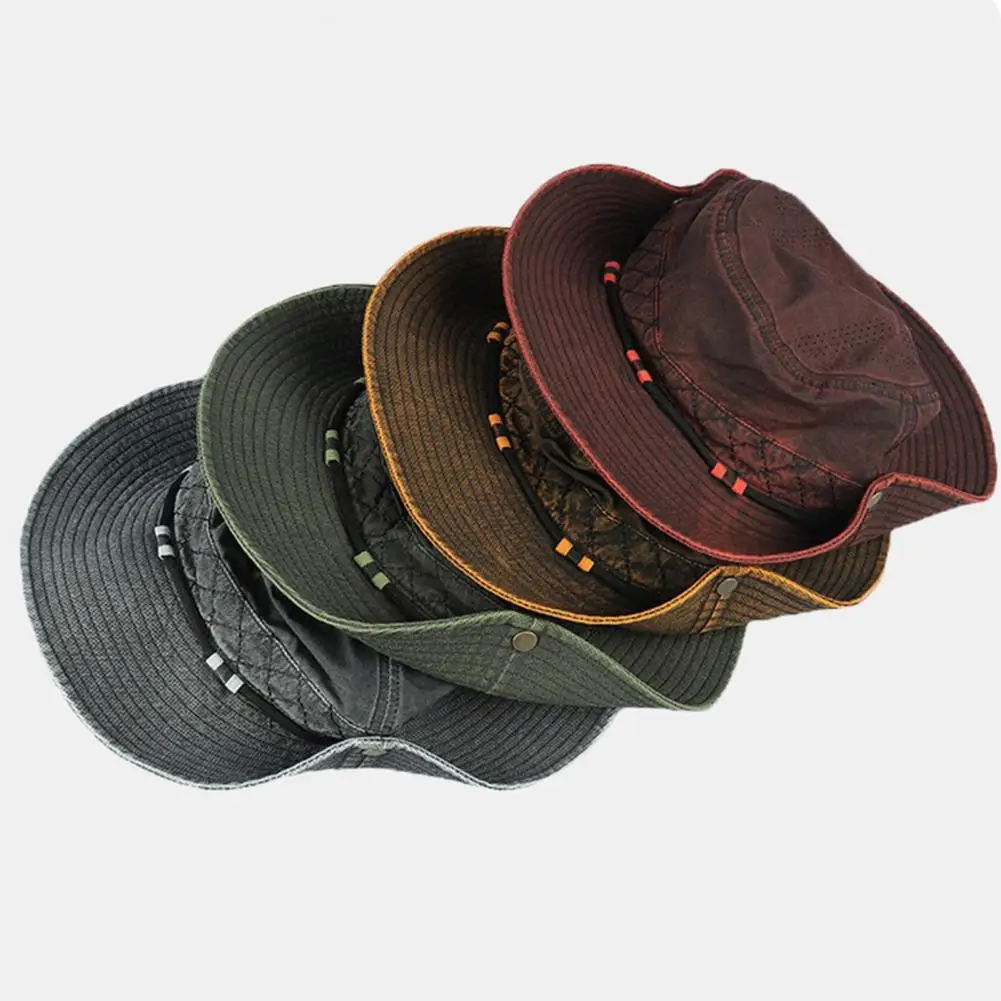 Fisherman Hat Retro Style West Cowboy Bucket Hat with Adjustable Size Waterproof Quick Drying Outdoor Sun Protection Hat