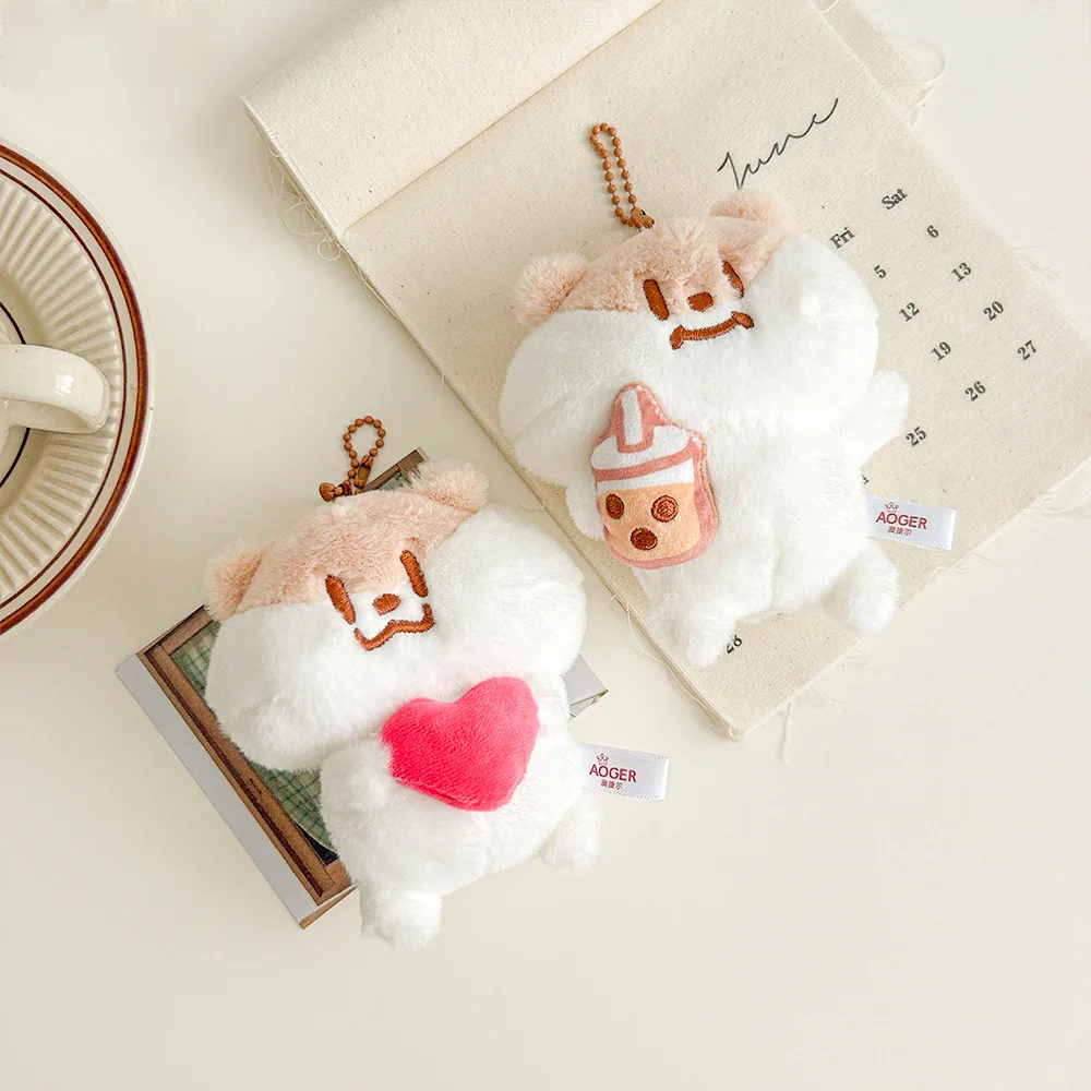 Anime Kawaii Milk Tea Rat Idea Plush Doll Pendant Cute Cartoon Love Milk Tea Couple Plushie Doll Bag Pendant Keychain Decoration