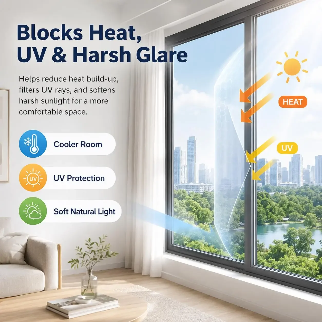 Window Privacy Film One-Way Mirror Tint Removable Reflective Heat Blocking Anti Glass Door Covering for Home Office Black Silver