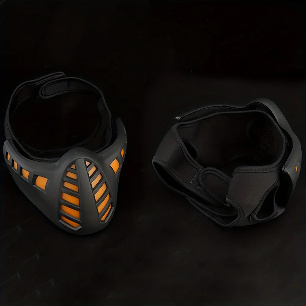 Outdoor Illuminated Tactics Mask Mechanical Sci-fi Gear Cool Cosplay Halloween Mask, Airsoft Paintball Half Face Protection Mask