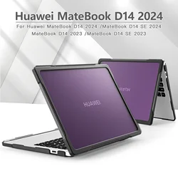 Laptop Case For Huawei MateBook D14 SE 2024 2023 Multi-Layered Full Body Protection Cover Hard PC+Soft TPU With Heat Sink Holes