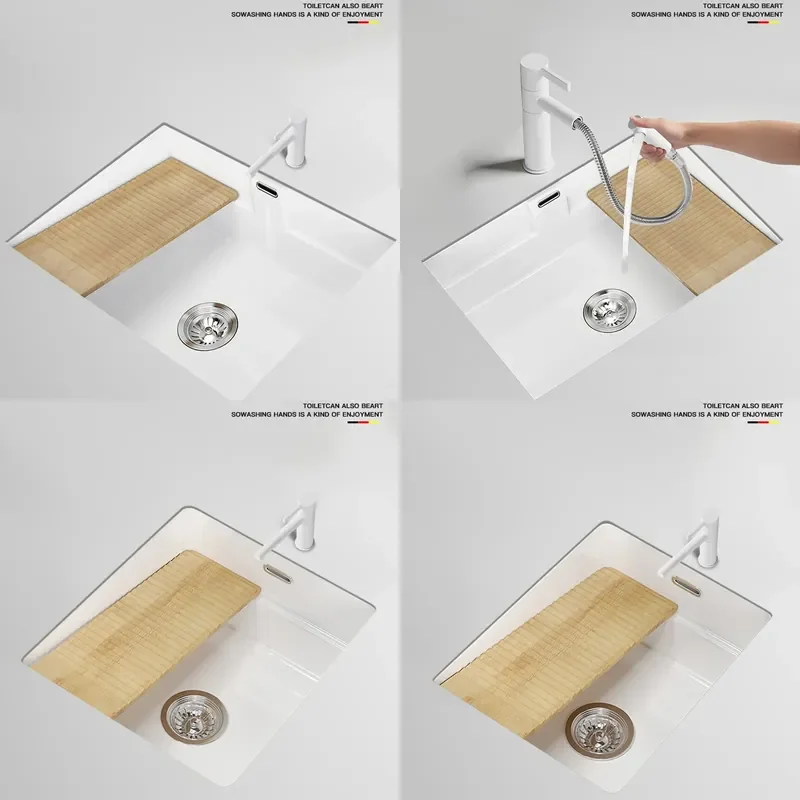 For Flat Bottom Deepened Ceramic Hand Wash Basin with Washboard Undercounter Embedded Laundry Sink Face Wash Basin Durable