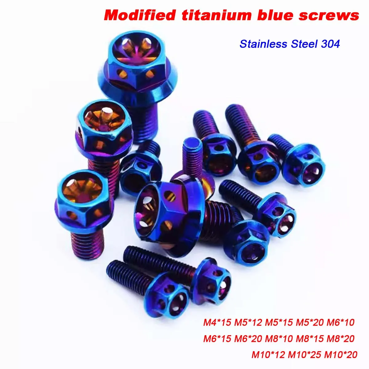 

Modified Stainless Steel 304 Titanium Plated Screws, Electroplated Blue Hexagonal Hollow Flange Screws