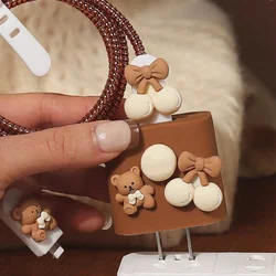 Charger Cable Protector M Bear Case Organiser For IPhone 15 14 13 12 Pro Max 18W 20W Type C Data Line Spiral Winder Protective