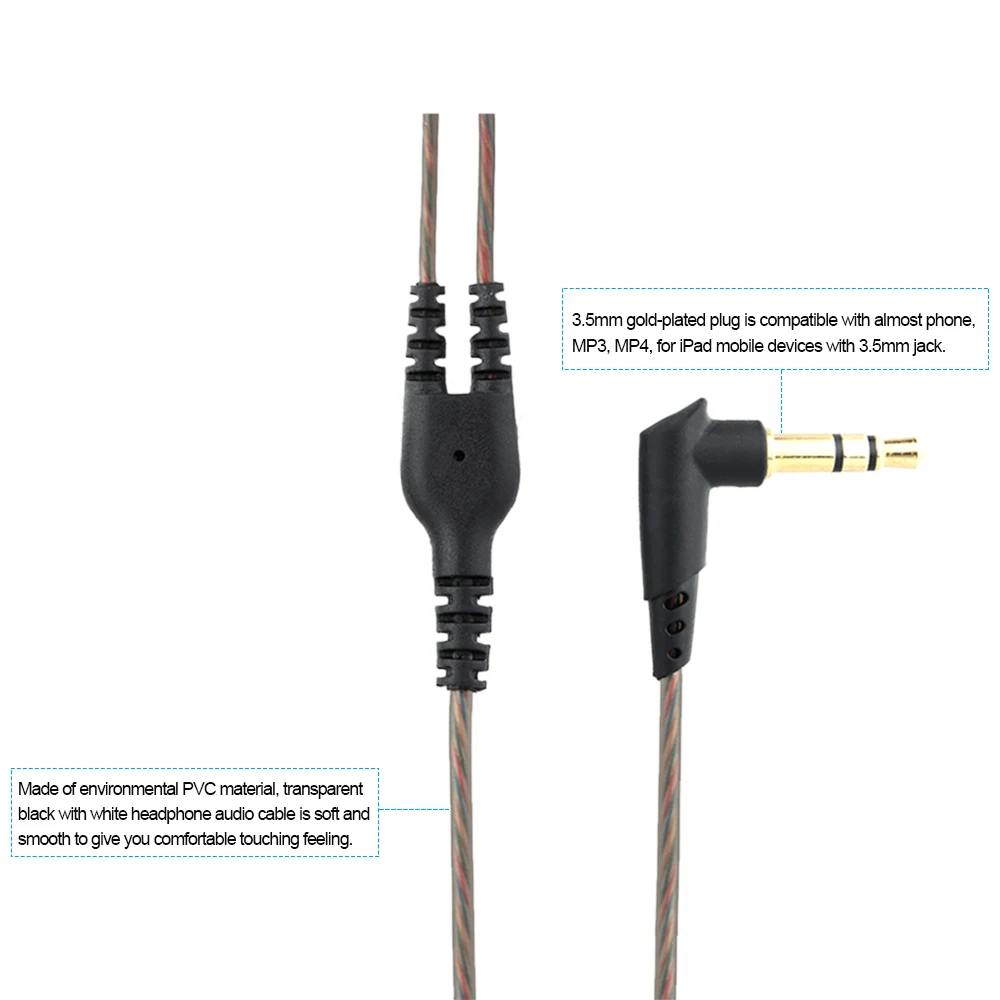 3,5 mm przewodowy kabel audio do słuchawek Wymienne słuchawki Złącze MMCX Odłączane do słuchawek Shure SE215 / SE315 / SE425 / SE535