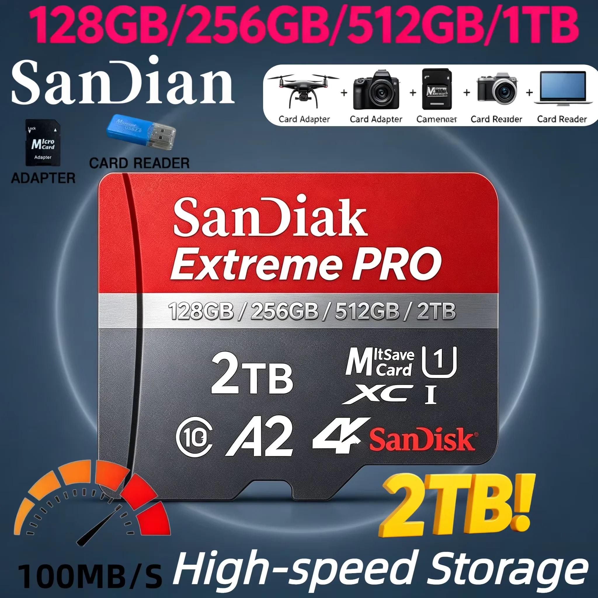 

128GB 256GB Micro TF/ SD Card Class 10 High Speed Memory Cards Stable Performance SD Memory Card for Phones/Digital Camera/MP3