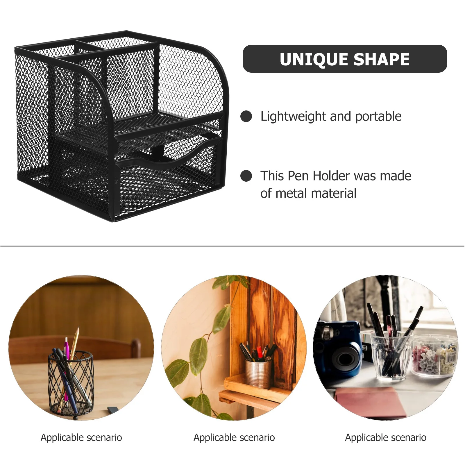 

Stylish Iron Art Pen Cup Mesh Pencil Holder Smooth Edge Safe Use Desktop Decoration Bedroom Study Room Office Gift
