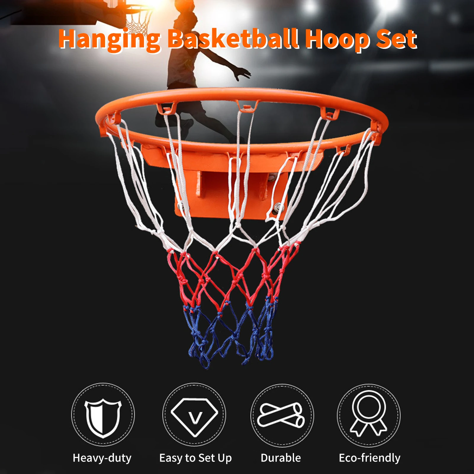 

Hanging Set Heavy Duty Wall Durable Mounted Basketball Rim Goal for Adults Indoor Outdoor Sport