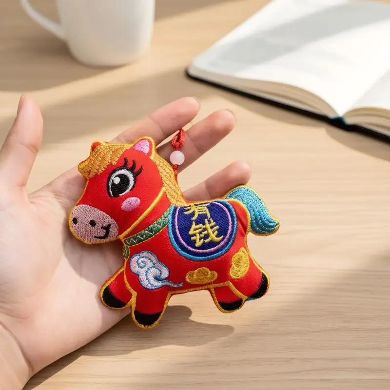 Süße Pferdejahr Puppe Anhänger Ornament Rucksack Behänge Zubehör Neujahr Dekoration Geschenk