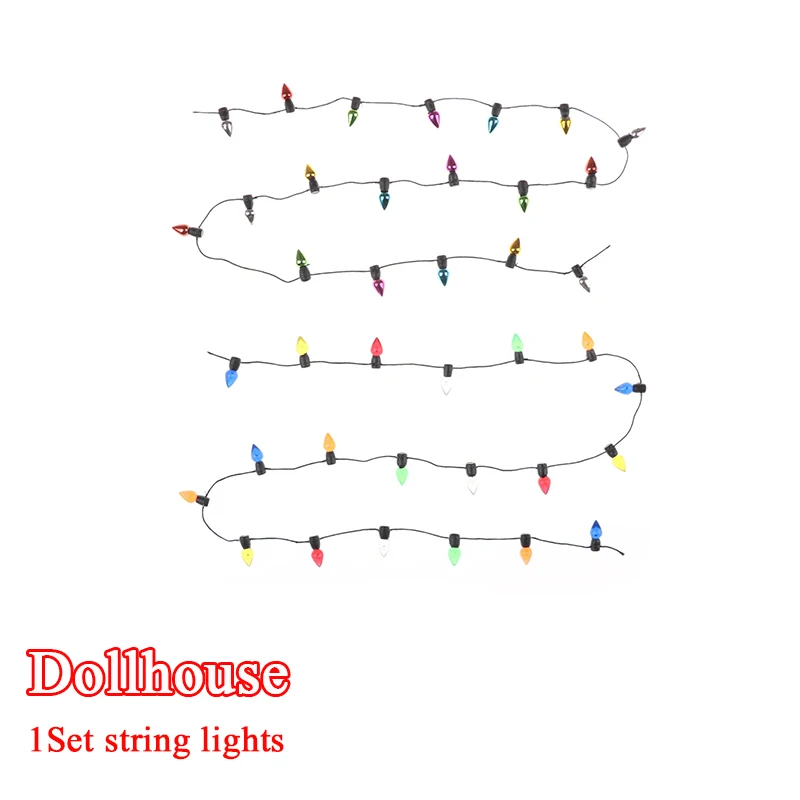 1Pcs 0.5m 1/12 Dollhouse Miniature A String of multi-coloured plastic Christmas lights