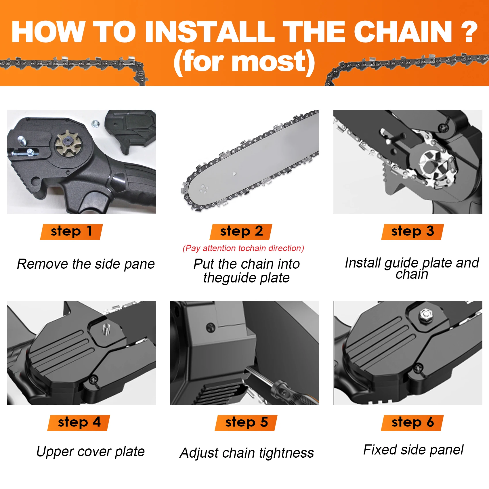 ABRE-10PCS 6 Inch Sharp Chain And Guide Rail Set For Mini Saw Special Chain Hardware Tool Saw Chain