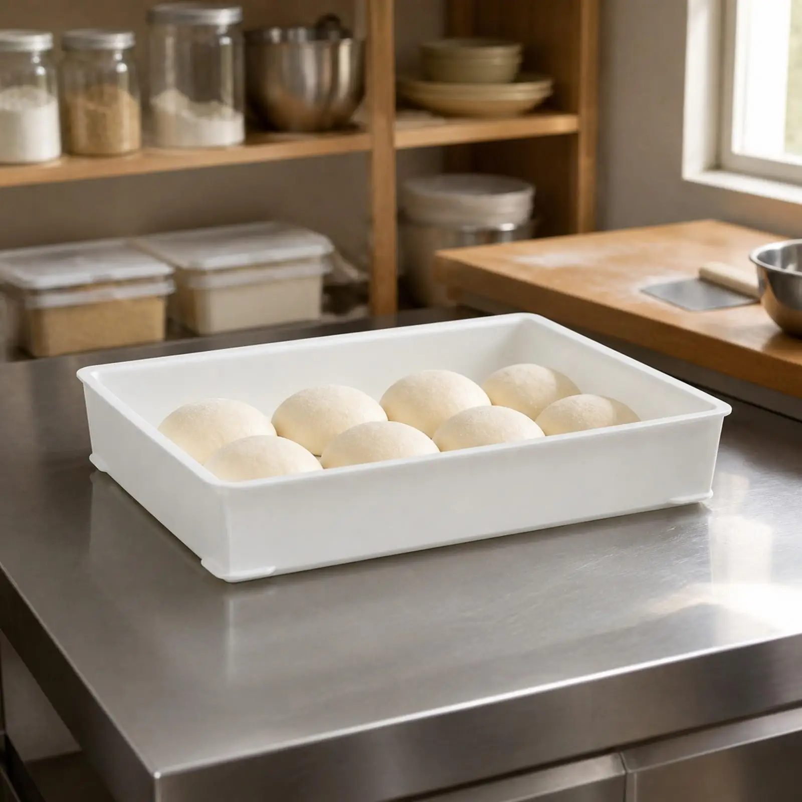 Rectangular Bread Proofing Box HDPE Fermentation Container for Bakery Dough Storage with Reinforced Rim for Commercial Kitchen