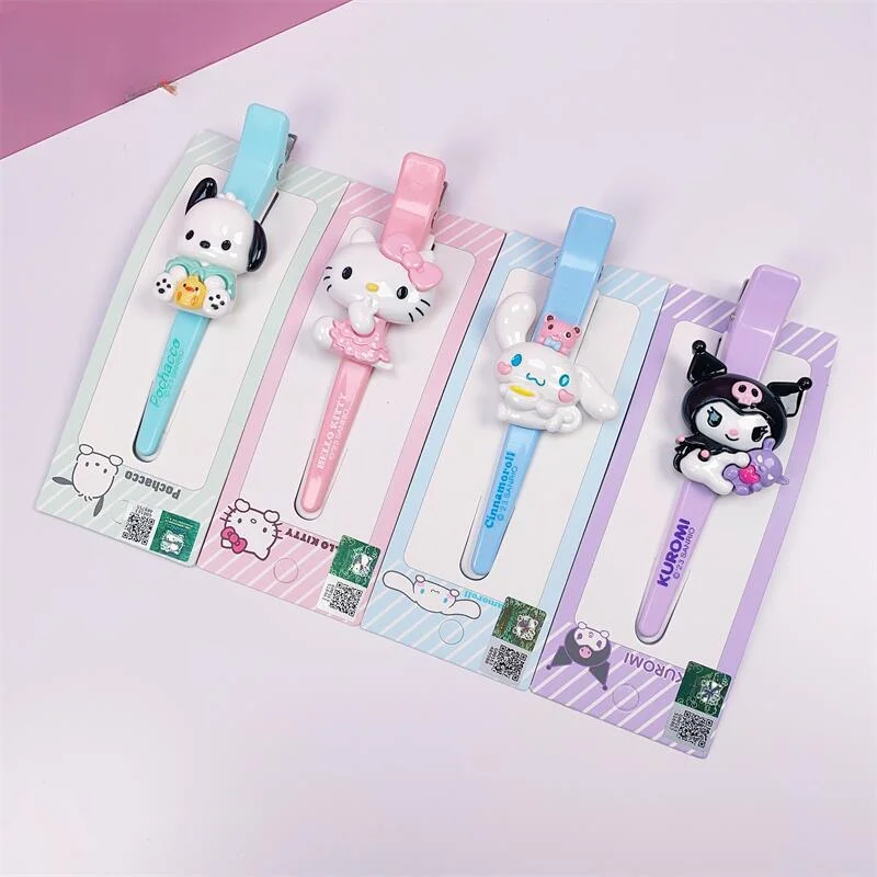 Sanrio Characters Kwaii Acrylic Hair Clips Duckbill Bangs Long Clip Kuromi Melody Cinnamoroll Purin Hair Decor Accessories Girls