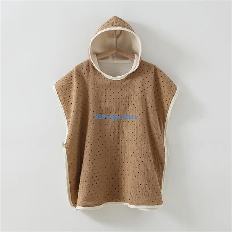 29EE منشفة حمام بغطاء رأس للأطفال حديثي الولادة يمكن ارتداؤها من الموسلين منشفة للأولاد والبنات للجنسين #3